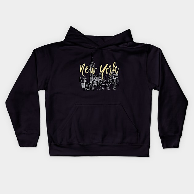 New York City Tonight Kids Hoodie by Designkix